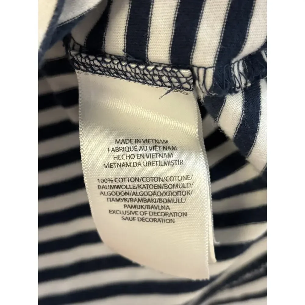 POLO RALPH LAUREN Shirt Mens Large L Classic Fit Striped Pocket Polo Navy White